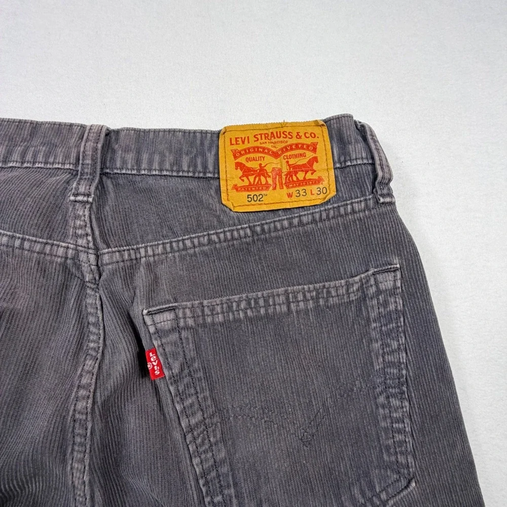 Levis 502 Regular Taper Corduroy Pants Mens 33x30 Charcoal Gray 29507-0288